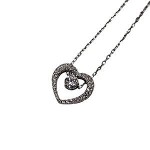 Swarovski Silver Tone Open Heart Dancing Crystal Necklace